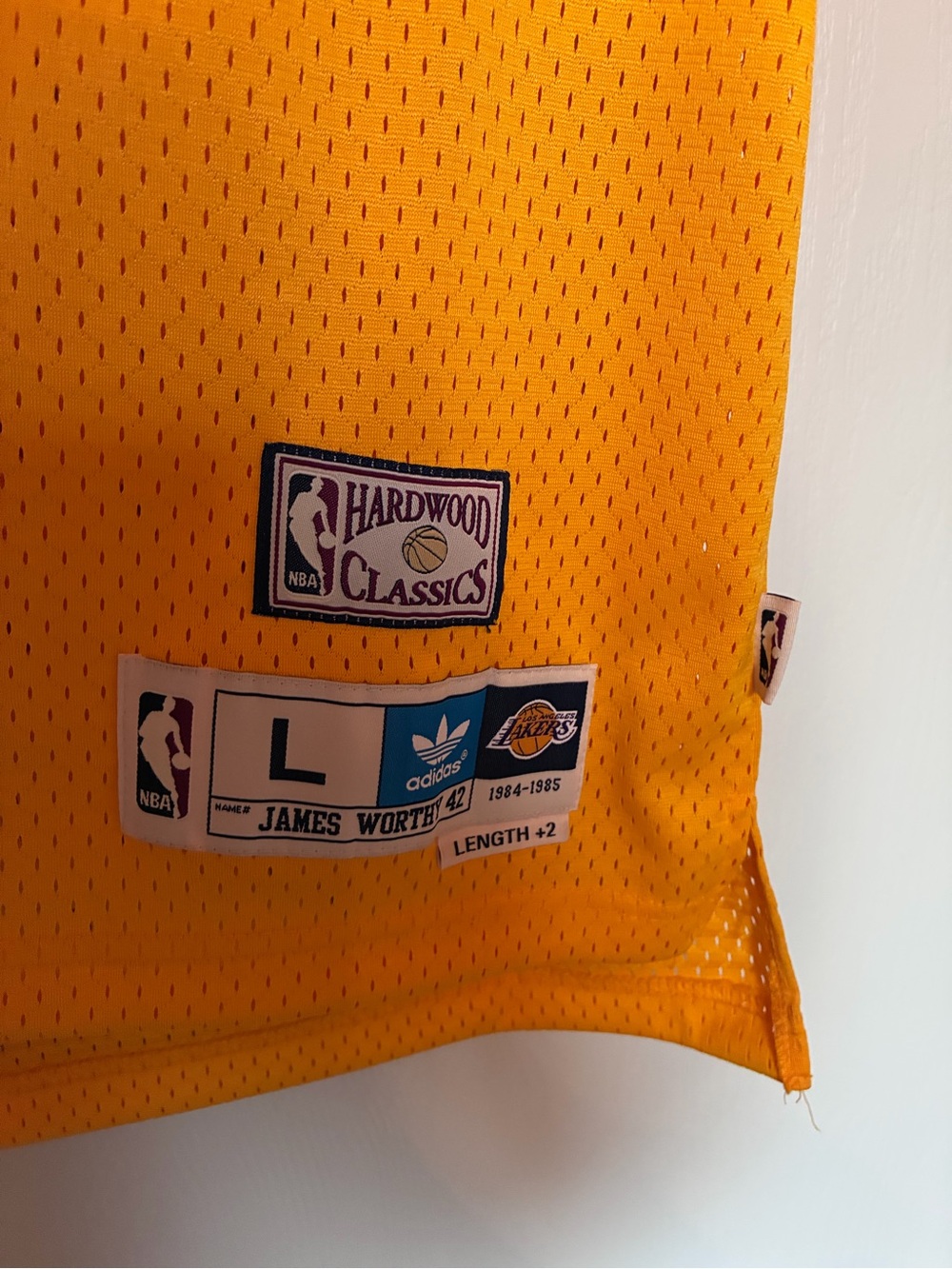 adidas Lakers Gold Mesh Basketball Jersey #42 with Purple Trim - Picture 4 of 5